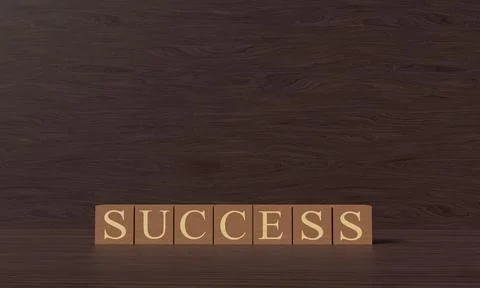 Success text font cube block wooden background success business strategy 20.. Stock Illustration