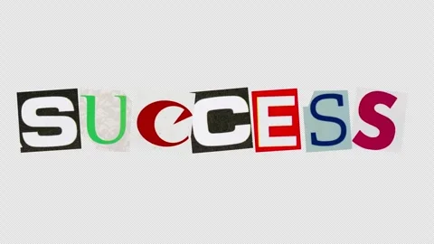 Success text graphic paper cut Stop Motion, magazine collage, ransom note s.. Stock Footage 336736031
