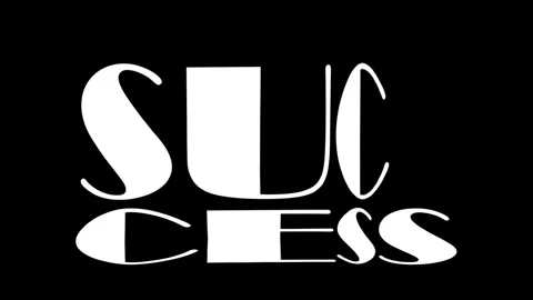 Success text graphic white letters on black background a bold graphic Video stock 336461599