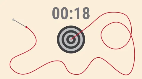 Success Timer with Target and Arrow 25 to 0 and Fuse Countdown 25 Seconds Stock Footage 343775306