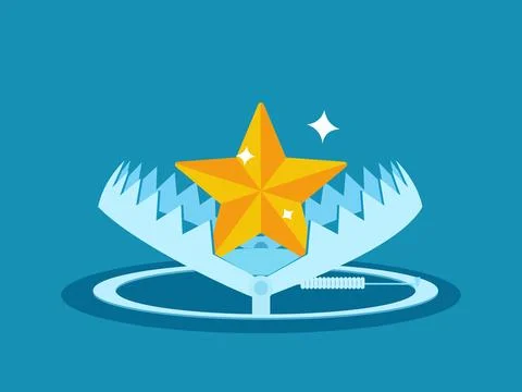 Success trap. Star in the Bear Trap Vector Illustrazione stock