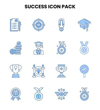 Success Two Colour Vector Icons Pack Stock Illustration