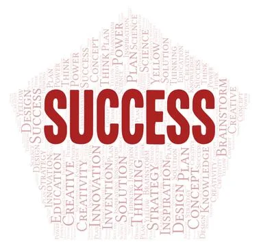 Success typography word cloud create with the text only. Illustrazione stock