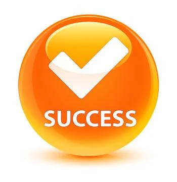 Success (validate icon) glassy orange round button Stock Illustration
