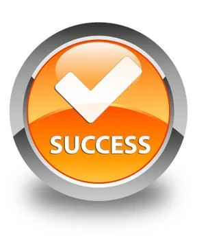 Success (validate icon) glossy orange round button Stock Illustration