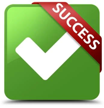 Success (validate icon) soft green square button red ribbon in corner Stock Illustration
