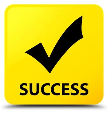 Success (validate icon) yellow square button Stock Illustration