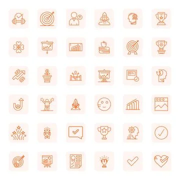 Success Vector Graphics featuring 36 Regular Bold Outline Grid Fitted 128x1.. Stock Illustration