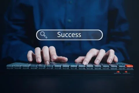 Success word in Search engine bar. Search optimization icon. Search bar Stock Photos
