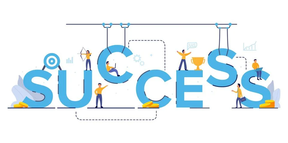 Success work as a team. Target hit. Business strategy. Stock Illustration