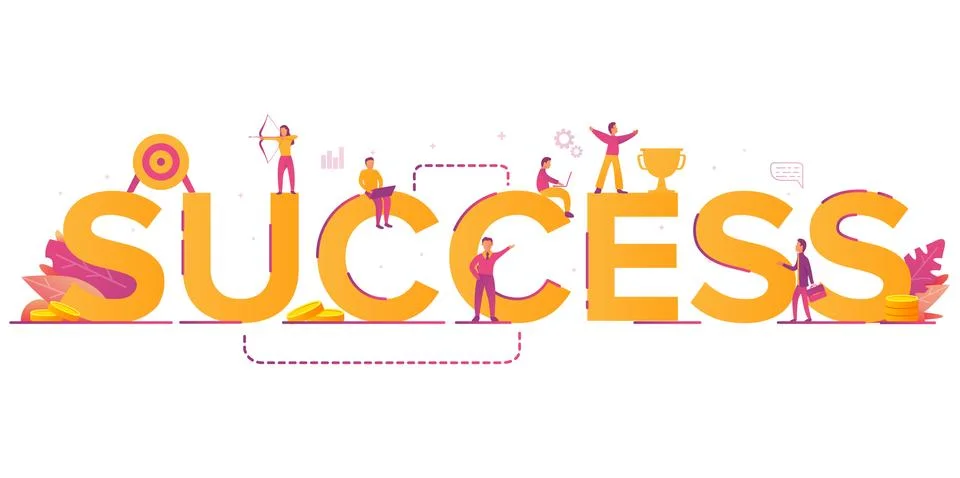 Success work as a team.Business strategy. Vector illustration website banner. Illustrazione stock