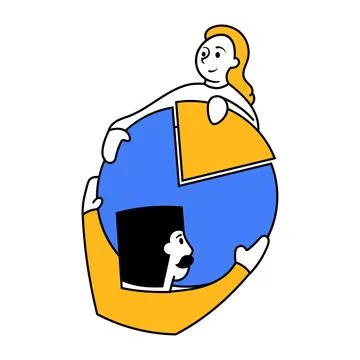 Successful and well-coordinated teamwork. Vector illustration. People, workers Illustrazione stock