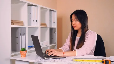 Successful architect posing at workplace Stock Footage 88334518