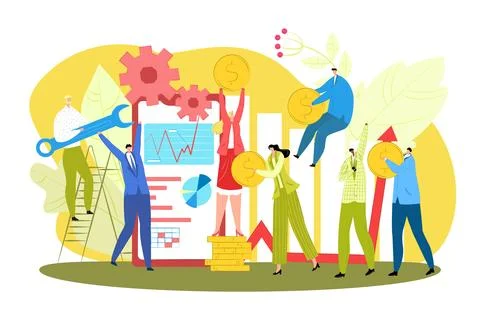 Successful business creative teamwork vector illustration. Businessmen team Stock Illustration