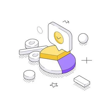Successful Business Data Analysis And Financial Report Concept Isometric Ve.. Stock Illustration