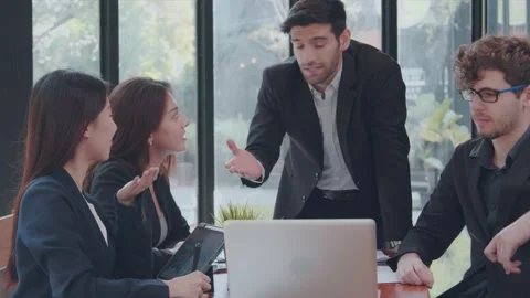 Successful business professionals presenting analytical report Stock Footage 147655372
