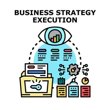 Successful business strategy execution planning and development process Stock Illustration