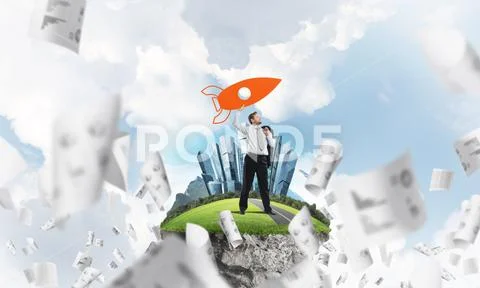 Successful businessman and development Stock Photos