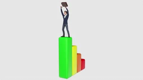 Successful businessman on a graph – 3d render looped with alpha channel. Stock Footage 176949915