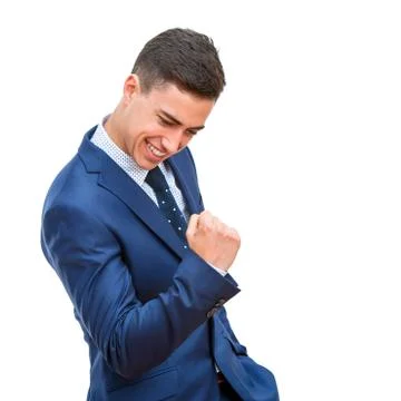Successful businessman pulling a fist Stock Photos