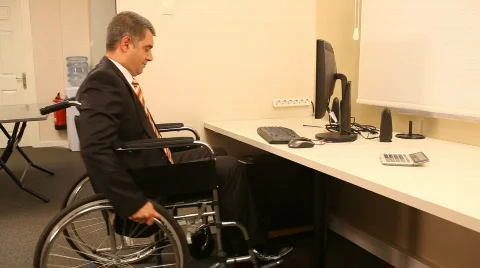 Successful businessman with wheelchair Stock Footage