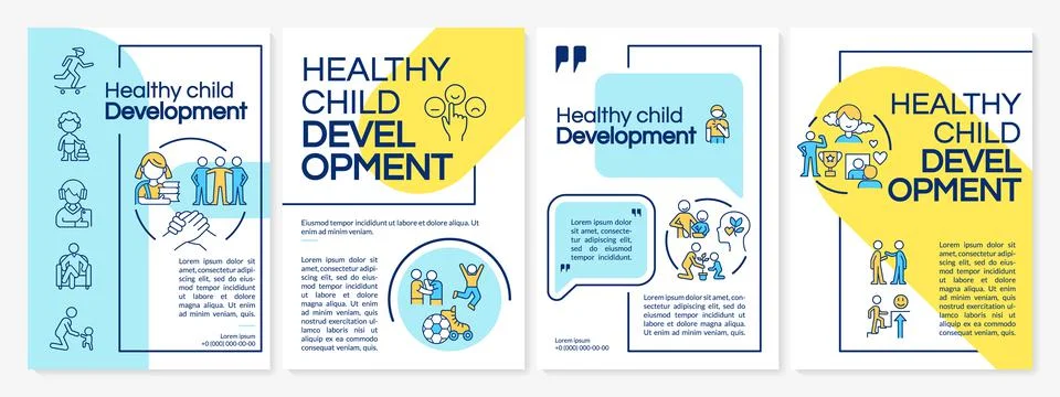 Successful child development blue and yellow brochure template Illustrazione stock