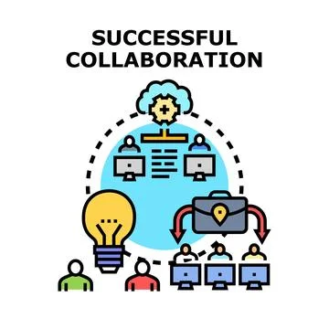 Successful collaboration concept illustrating teamwork effectiveness Stock Illustration