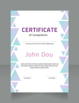 Successful completion of project certificate design template Stock Illustration