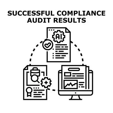 Successful compliance audit results process concept Stock Illustration
