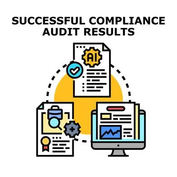 Successful compliance audit results process concept Stock Illustration