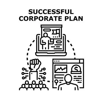 Successful corporate plan development and strategy planning Stock Illustration