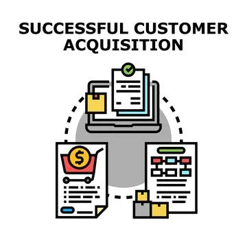 Successful customer acquisition process in online marketing 库存插图