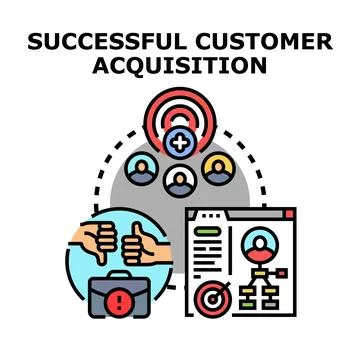 Successful customer acquisition targeting new users icon concept Stock Illustration