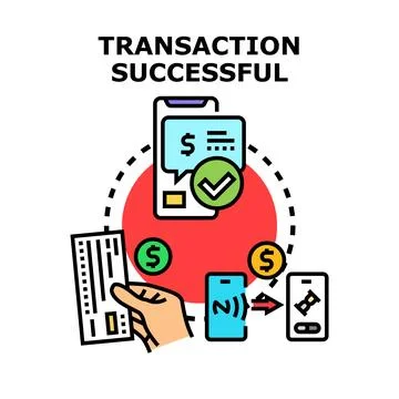 Successful digital transaction processing wireless bank payment Stock Illustration