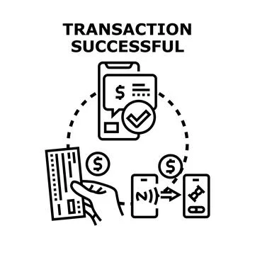 Successful digital transaction processing wireless bank payment Stock Illustration