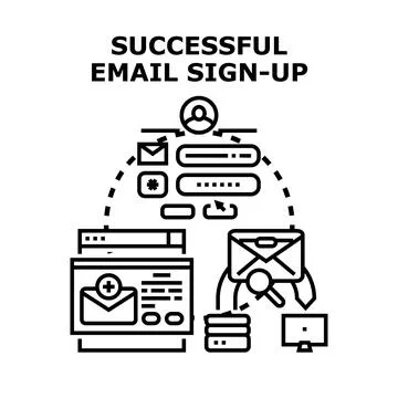Successful email sign up process vector concept Stock Illustration