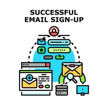 Successful email sign up process vector concept Stock Illustration