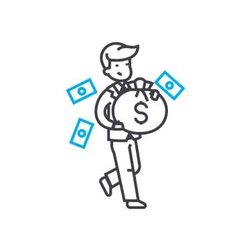 Successful entrepreneur vector thin line stroke icon. Successful entrepreneur Stock Illustration
