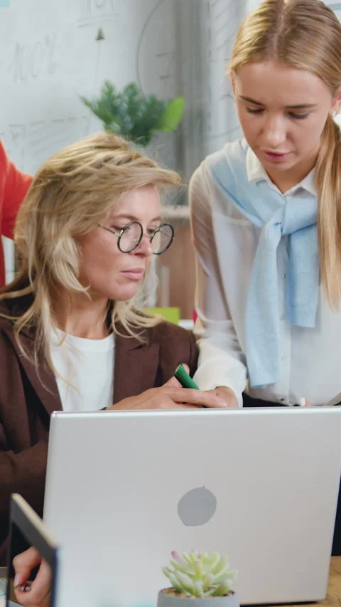 Successful female manager analyze paperwork, signing contracts during talk work  Stock Footage 334735389