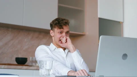 Successful guy working from home. Stock Footage 206376418