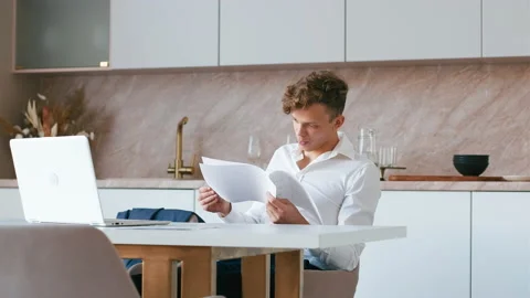 Successful guy working from home. Stock Footage 206381835