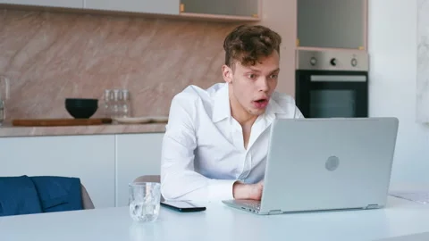 Successful guy working from home. Stock Footage 238357273