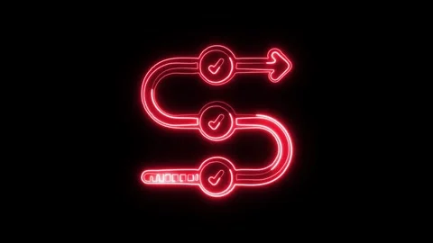 Successful Icon Isolated on Black Background, Achievement Win Neon Line Ani.. Vidéo 324635354