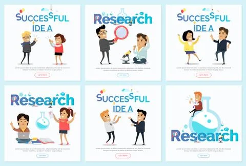 Successful Idea and Research Vector Banners Set 스톡 일러스트