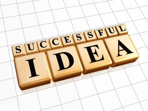 Successful idea in golden cubes Stock Illustration
