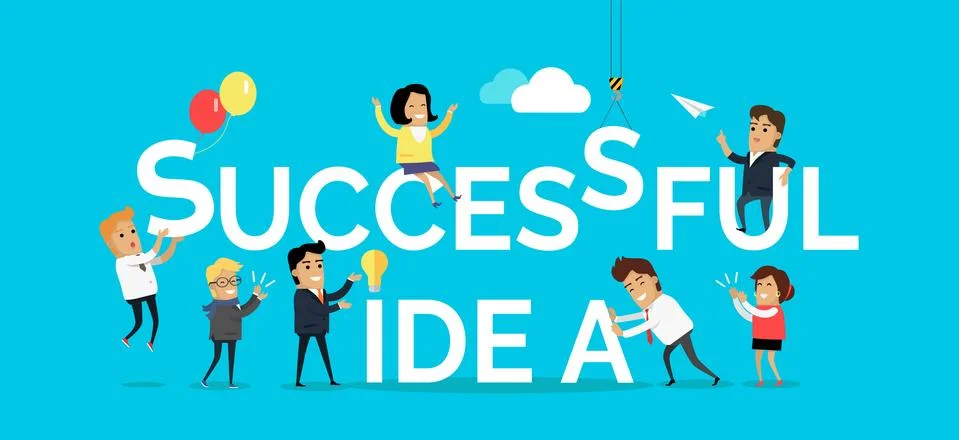 Successful Idea Vector Banner Flat Design Stock Illustration