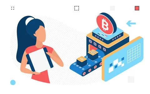 Successful implementation of bitcoin cryptocurrency Stock Illustration
