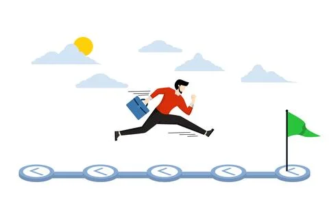 Successful implementation of business tasks. Plan accomplished. イラスト素材