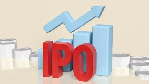 Successful Initial Public Offering with Rising Financial Growth Chart 3d re.. Stock Illustration