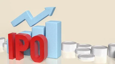 Successful Initial Public Offering with Rising Financial Growth Chart 3d re.. Stock Illustration